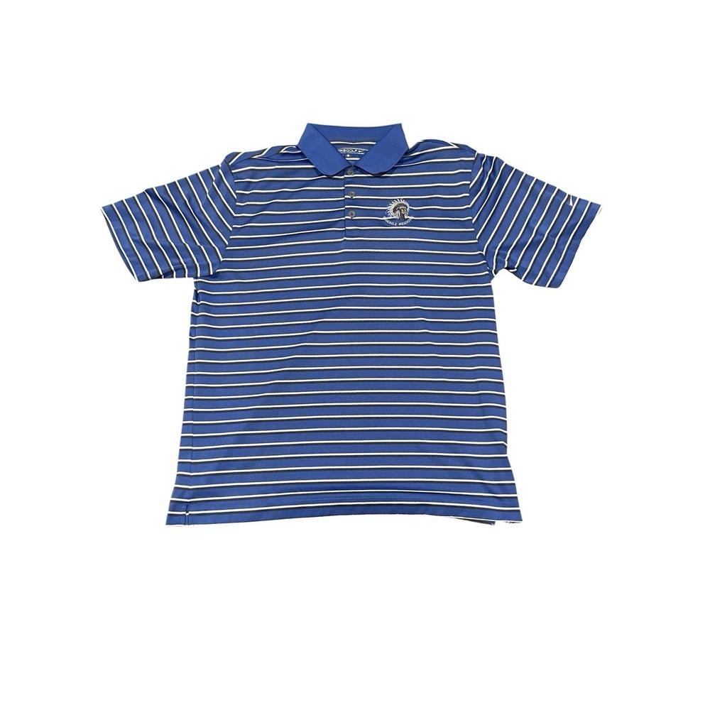 Nike Golf Dri-FIT Blue Striped Polo Shirt Eagle Meadows Men's Large